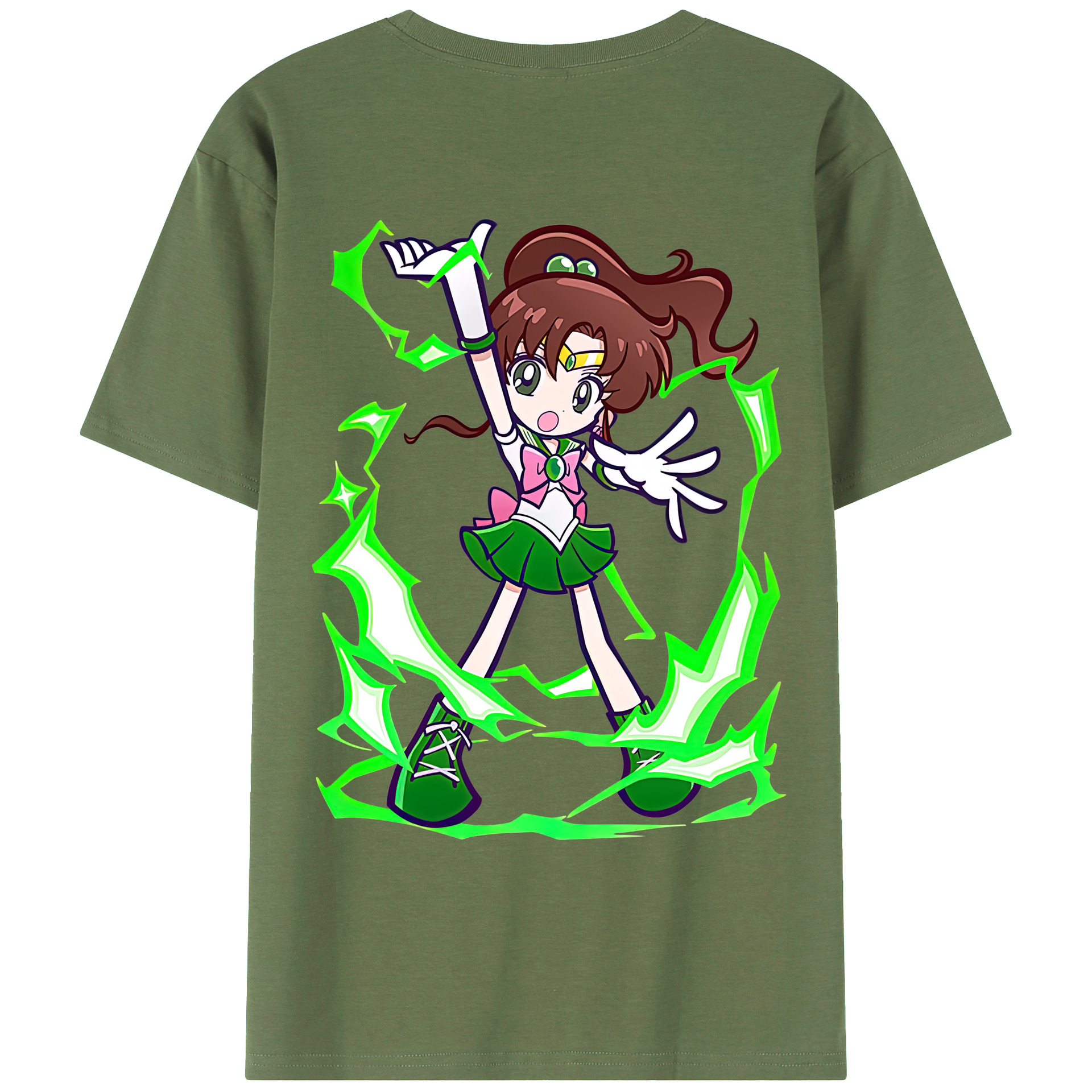 （画像用） 美少女戦士セーラームーン 木野 まこと きの まこと Sailor Moon Kino Makoto （セーラージュピター；Sailor Jupiter） 綿100％ メンズ半袖Tシャツ（バックプリント） 通気性